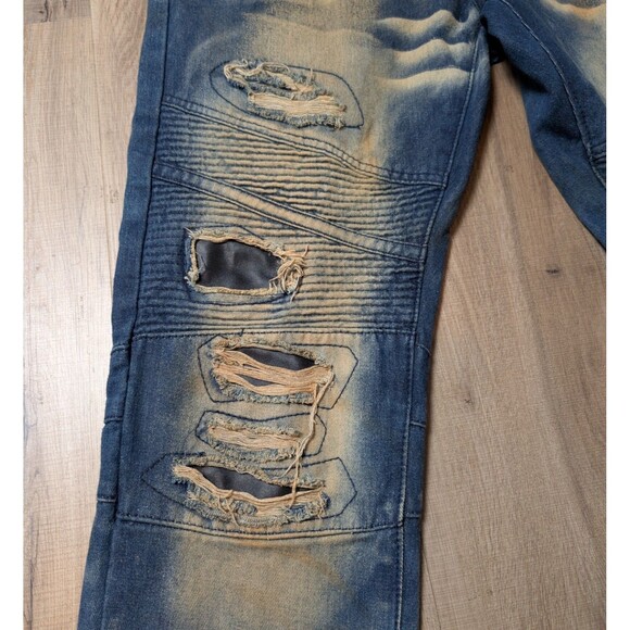 NWT Road Narrows Size 34X34 Jeans  Moto Distressed Straight Leg Biker Streetwear - Picture 6 of 12